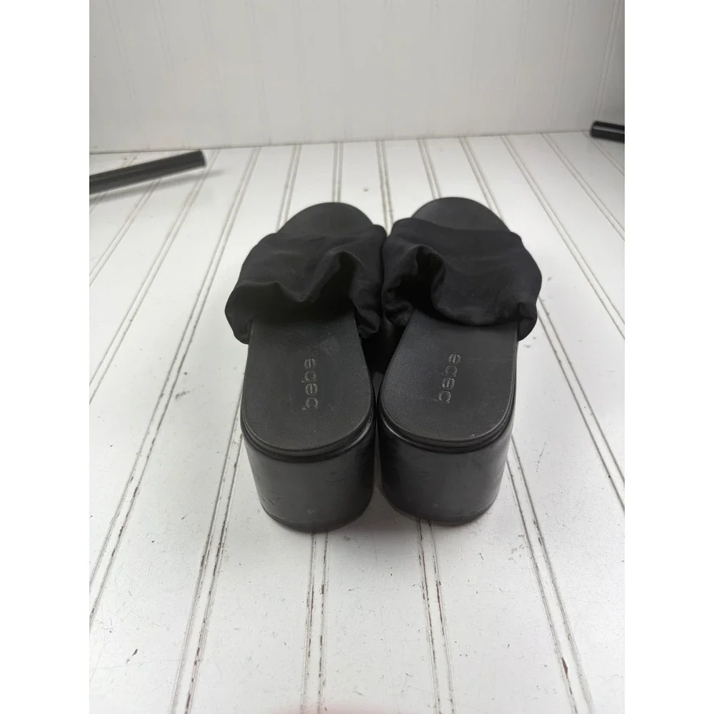 Bebe Vintage Y2K 90s Black Fabric Platform Slide Chunky Wedges Women's Size 11